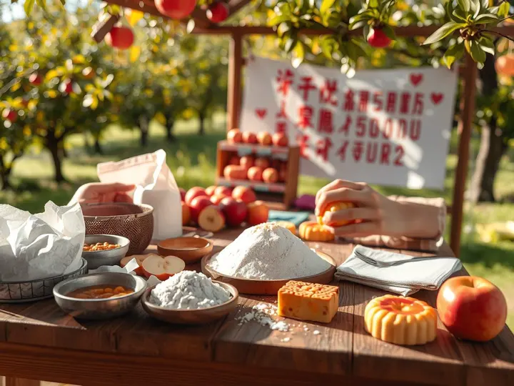 苹果月饼DIY活动材料与制作场景